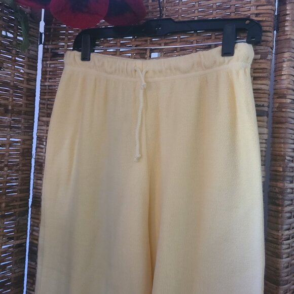 VTG NWT Prairie Natural Cotton Crop Pants Crop Wide Leg Drawstring  M Yellow - Picture 2 of 5
